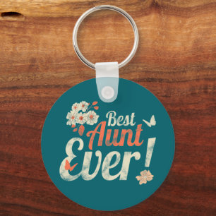 Best Aunt Ever Vintage Auntie Birthday Godmother Keychain