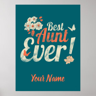 Best Aunt Ever Vintage Auntie Birthday Godmother Poster