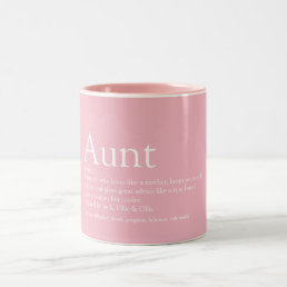 Best Aunt Fun Pink Definition Quote Two-Tone Coffee Mug