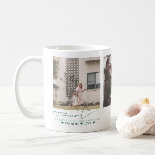 Best Aunt  Hand Written Three Photo Collage Coffee Mug