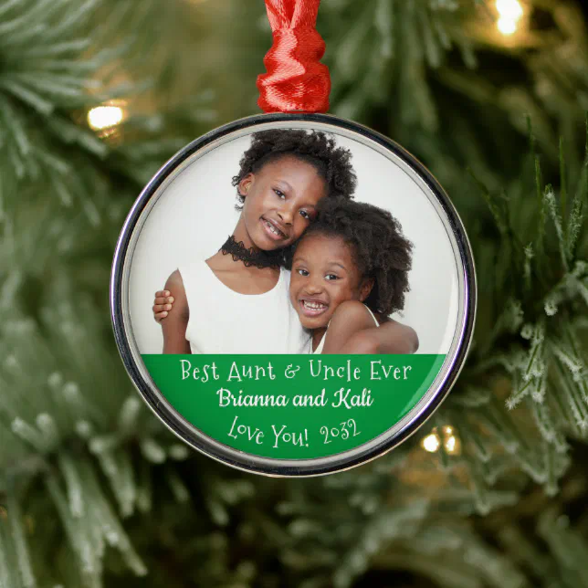 Best Aunt Uncle Ever Personalized Photo Christmas Metal Ornament | Zazzle
