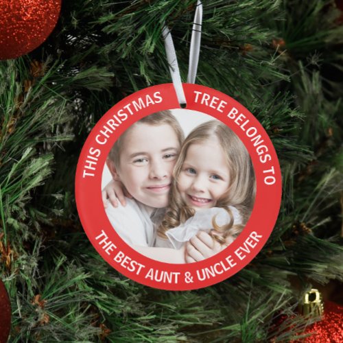 Best Aunt Uncle Photo Red Christmas Tree Ornament