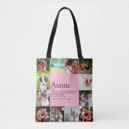 Best Auntie Aunt Definition 12 Photo Collage Pink  Tote Bag