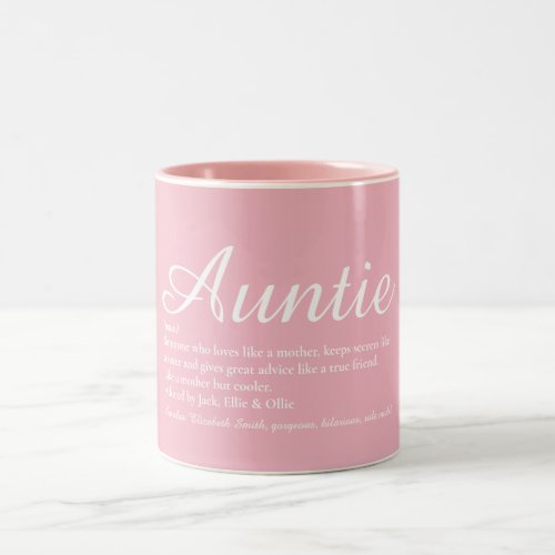 Best Auntie Aunt Definition Script Girly Pink Fun Two_Tone Coffee Mug