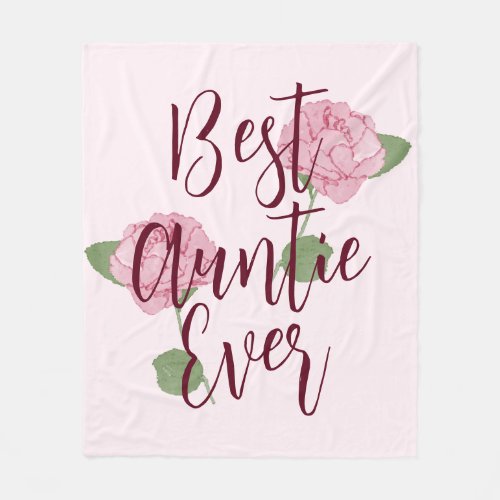 Best Auntie aunt gift floral rose pink girly cute Fleece Blanket