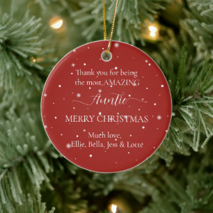 Best Auntie Christmas Gift Family Photo Ceramic Ornament