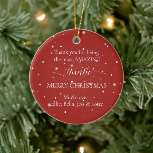 Best Auntie Christmas Gift Family Photo Ceramic Ornament