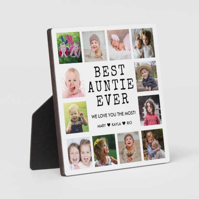 Best Auntie Ever 12 Photo Collage Display  Plaque (Front)