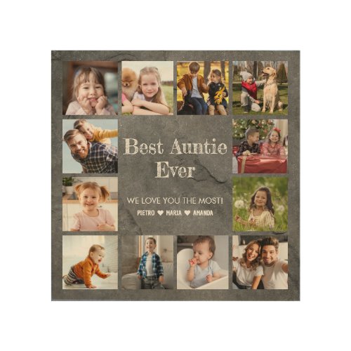 Best Auntie Ever 12 Photo Collage  Wood Wall Art