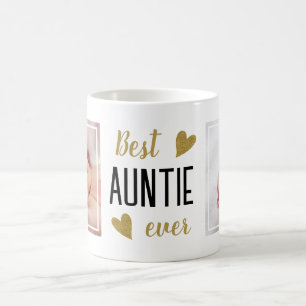 Best Auntie Ever 2 Photo Black And Gold  Coffee Mug