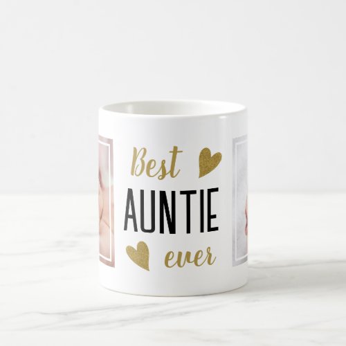 Best Auntie Ever 2 Photo Black And Gold  Coffee Mug