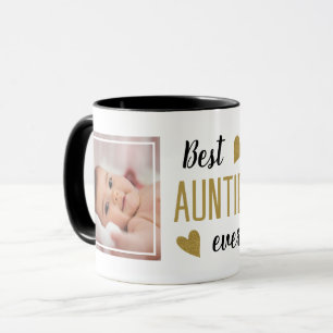 Best Auntie Ever 2 Photo Black And Gold Keepsake Mug