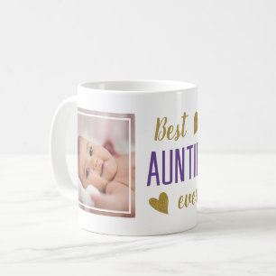 Best Auntie Ever 2 Photo Purple And Gold Coffee Mug