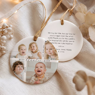 Best Auntie Ever 4 Photo Family Christmas Ceramic Ornament