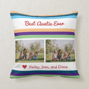 Best Auntie Ever BAE Love 2 Photos Names Colorful Throw Pillow