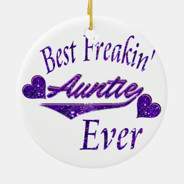 Best Auntie ever Ceramic Ornament (Back)