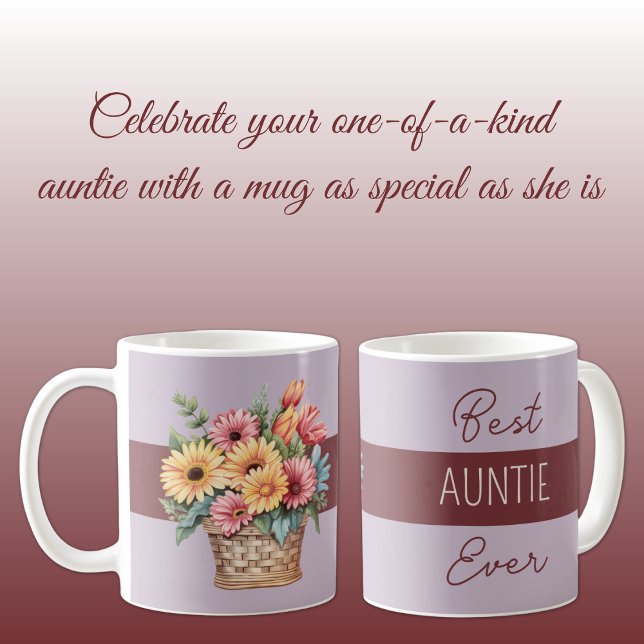 Best auntie ever gerbera flowers burgundy coffee mug (Creator Uploaded)
