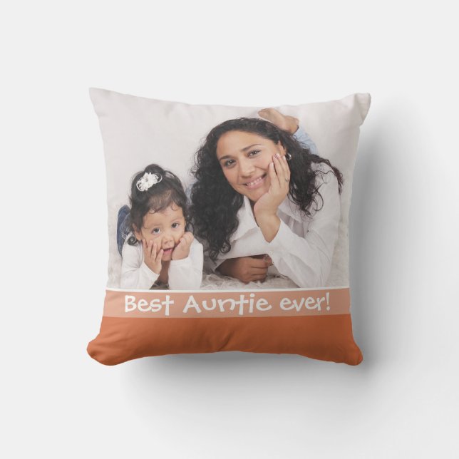 Best Auntie Ever Love You Most 2 Photo Terracotta Throw Pillow (Front)