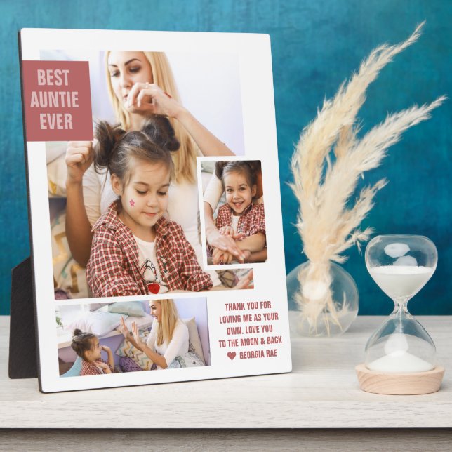 Best Auntie Ever | Modern Photo Collage Plaque (Side)