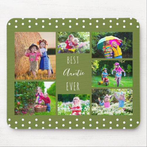 Best Auntie Ever Olive Green Photo Collage Mouse Pad