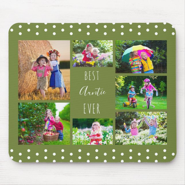 Best Auntie Ever Olive Green Photo Collage Mouse Pad (Front)