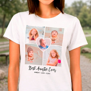 Best Auntie Ever Personalized 5 Photo Collage T-Shirt