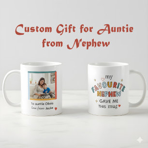 Best Auntie Ever Photo & Name Custom Nephew Gift Coffee Mug