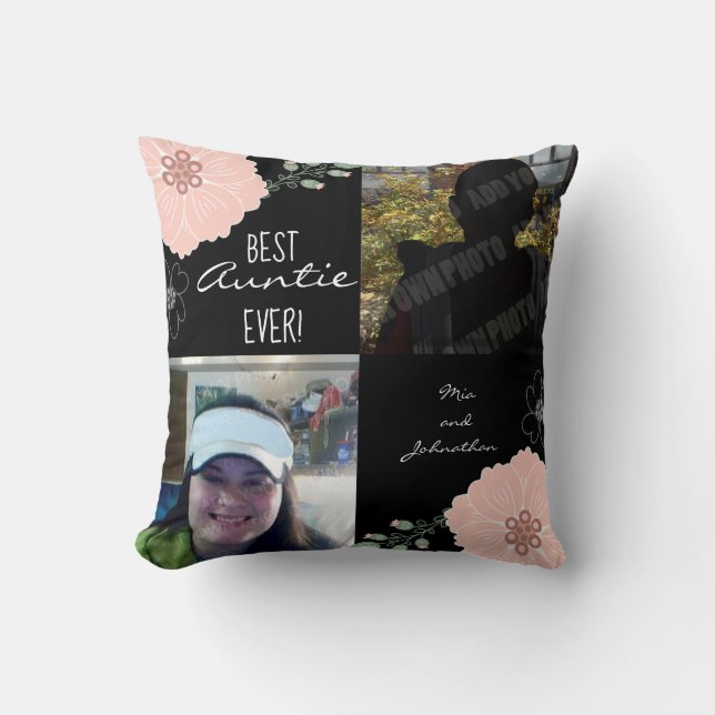 Best Auntie Ever Photo Throw Pillow (Front)