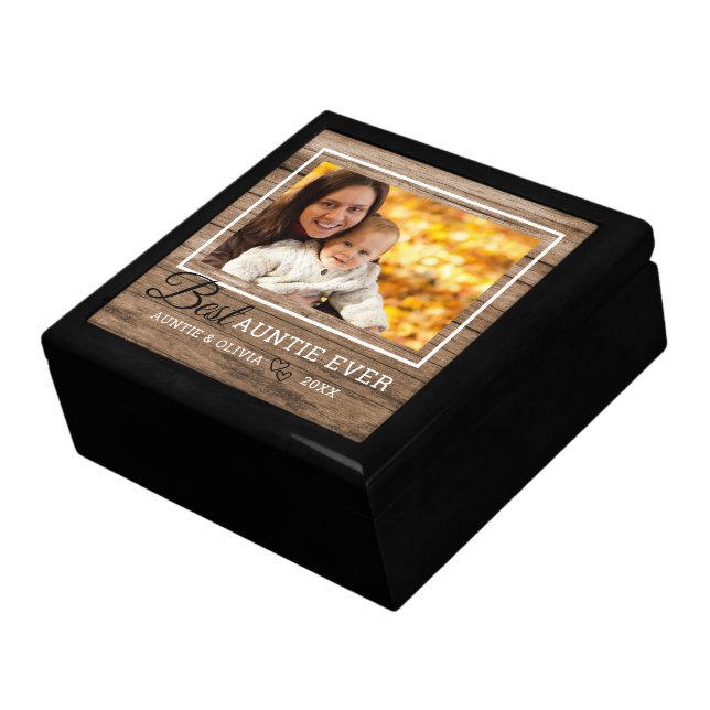Best Auntie Ever Rustic Wood  Picture Frame Gift Box (Side)