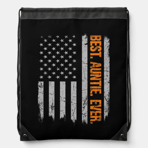 Best Auntie Ever Vintage American Flag Fathers Drawstring Bag