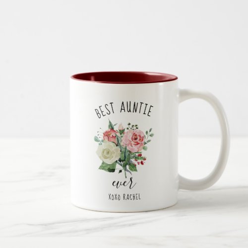 Best Auntie Ever Watercolor Floral Custom  Two_Tone Coffee Mug