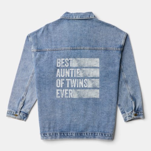 Best Auntie Of Twins Pregnancy Announcement Funny  Denim Jacket
