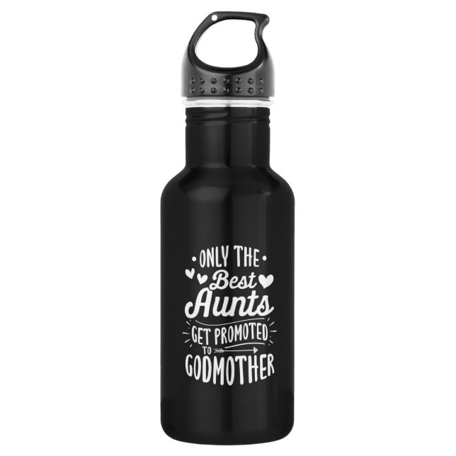 Best Aunts Get Promoted To Godmother Stainless Steel Water Bottle (Front)