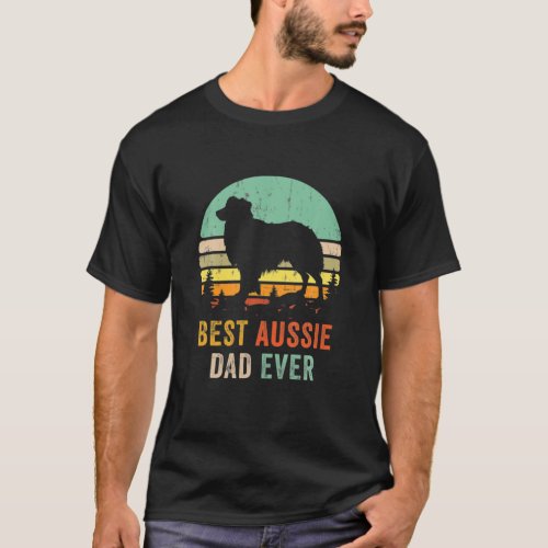 Best Aussie Dad Ever Vintage Papa Australian Sheph T_Shirt