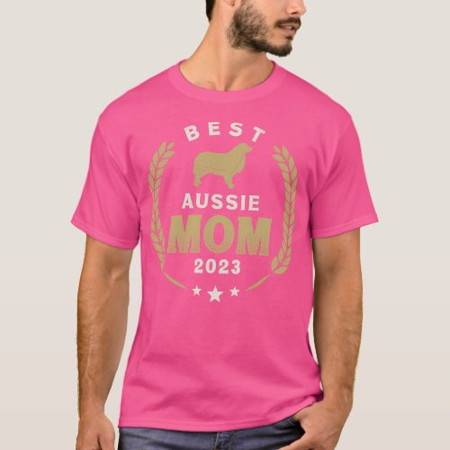 Best Aussie Mom 2023 Cute Australian Shepherd Dog  T_Shirt