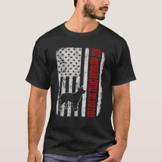 Best Australian Cattle Dog Dad Ever American Flag T-Shirt