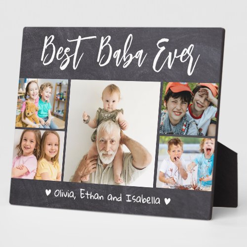 Best Baba Ever Grandkids 5 Photo Chalkboard Plaque