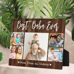 Best Baba Ever Grandkids 5 Photo Collage Wood Plaque
