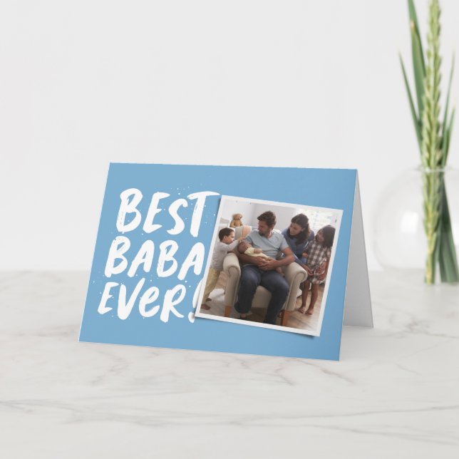 Best baba ever modern photo blue Father's Day Card (Front)
