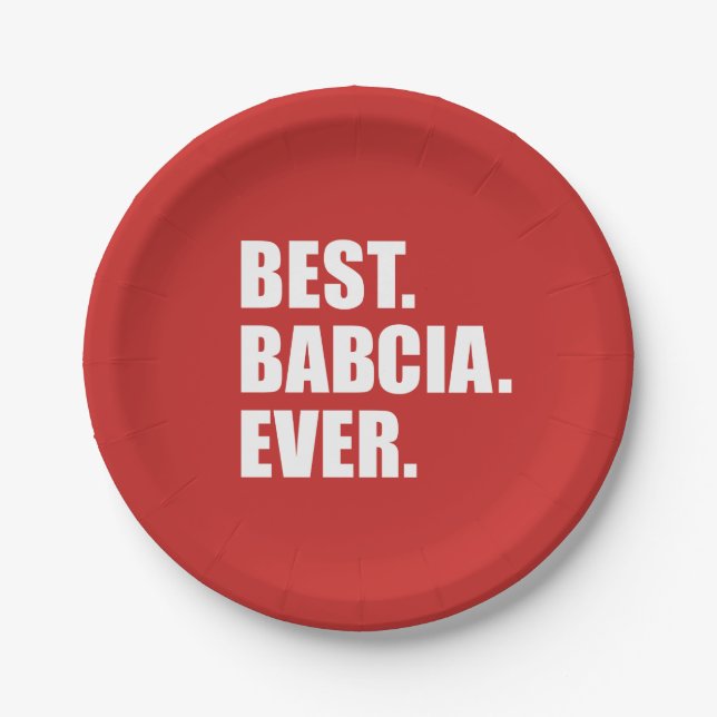 Best Babcia Ever Polish Grandmother Paper Plates (Front)