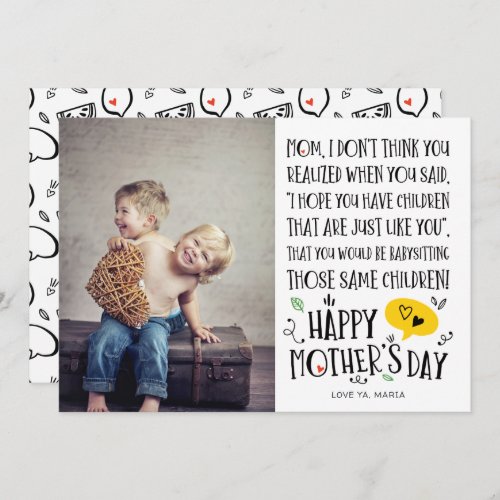 Best Baby Sitter Mom Funny Mothers Day Card