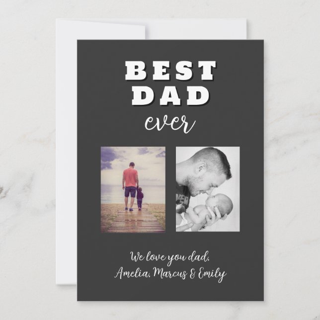 Best Bad Ever 2 Photo Collage Father`s Day Holiday Card (Front)