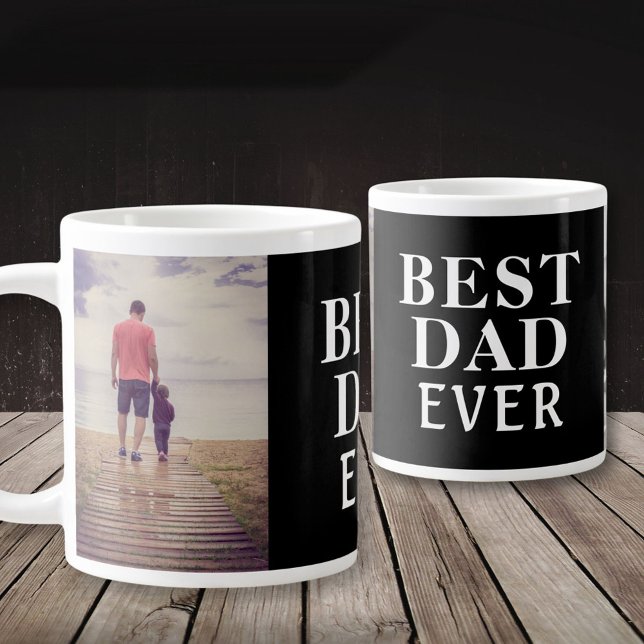 Best Bad Ever Father`s Day 2 Photo Collage Black Giant Coffee Mug (Creator Uploaded)