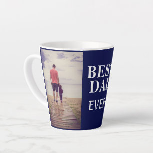 Best Bad Ever Father`s Day 2 Photo Collage Blue Latte Mug