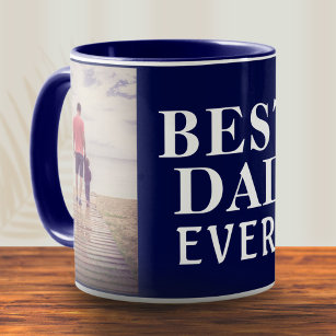 Best Bad Ever Father`s Day 2 Photo Collage Blue Mug