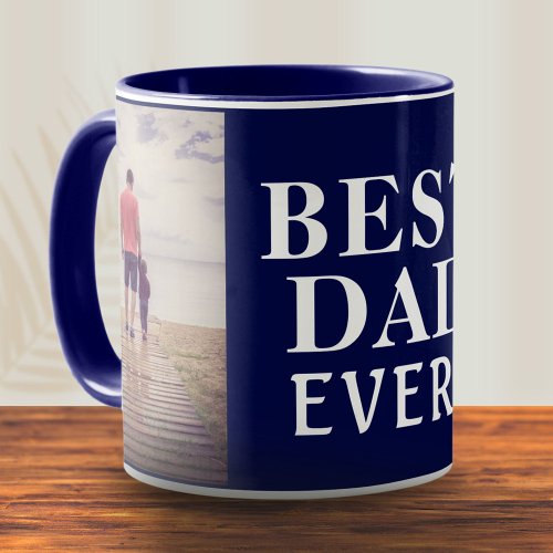 Best Bad Ever Fathers Day 2 Photo Collage Blue Mug