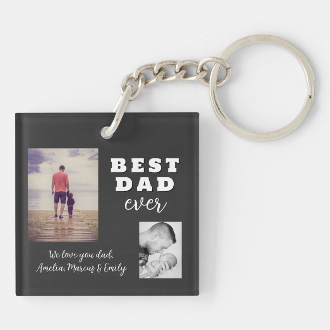 Best Bad Ever Father`s Day 2 Photo Collage Keychain (Back)