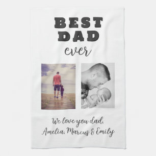Best Bad Ever Father`s Day 2 Photo Collage Kitchen Towel