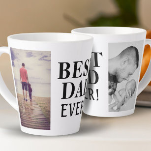 Best Bad Ever Father`s Day 2 Photo Collage Latte Mug