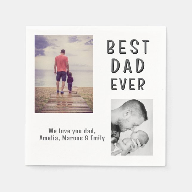 Best Bad Ever Father`s Day 2 Photo Collage Napkins (Front)